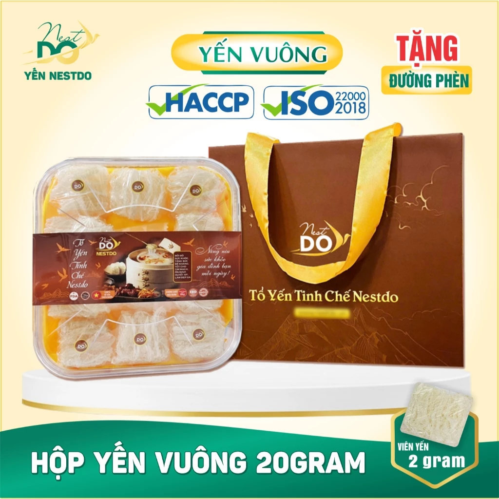 10 viên yến vuông trong hộp quà ý nghĩa cho mẹ, chị, bạn gái