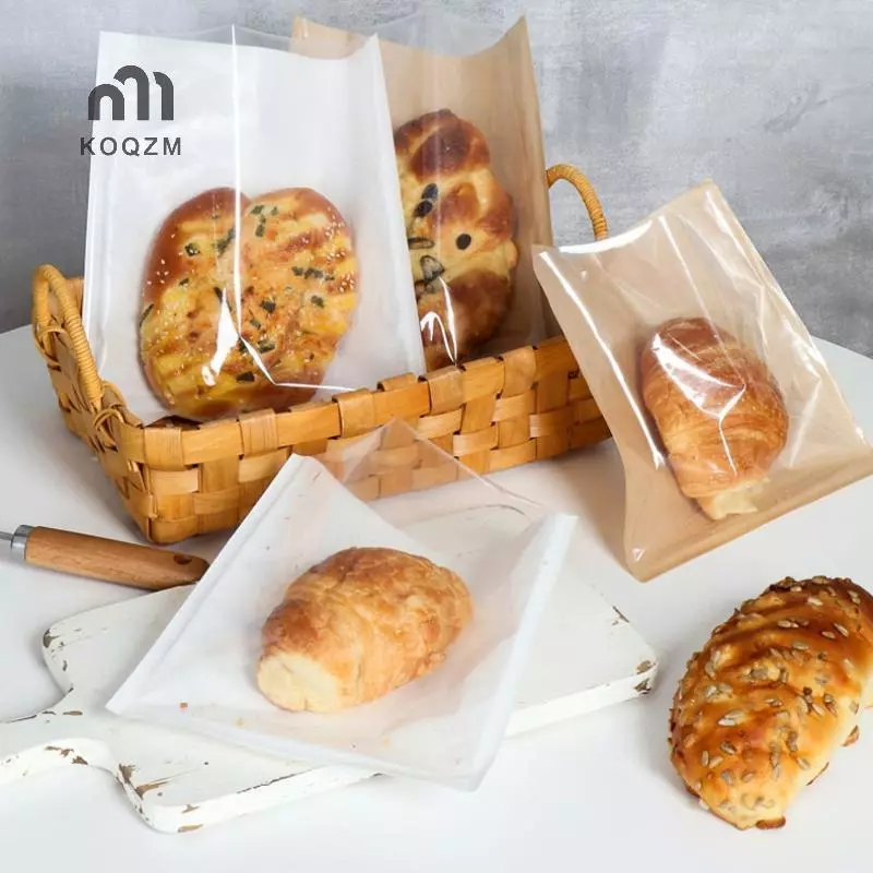 100 Chiếc Túi Đựng Bánh Mì Kraft Trong Suốt, Bánh Mì Croissant, Donut Pandesal – Bánh Ngọt