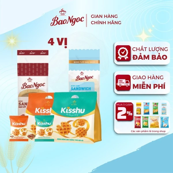 Bánh Bông Lan và Bánh Mì Sandwich Bảo Ngọc Miền Nam – Hương Vị Phong Phú (4 Loại)