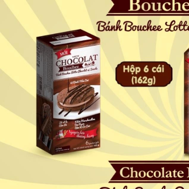 Bánh Bouchee Lotte Chocolat Socola 162g – Bánh Chocopie hộp 6 bánh