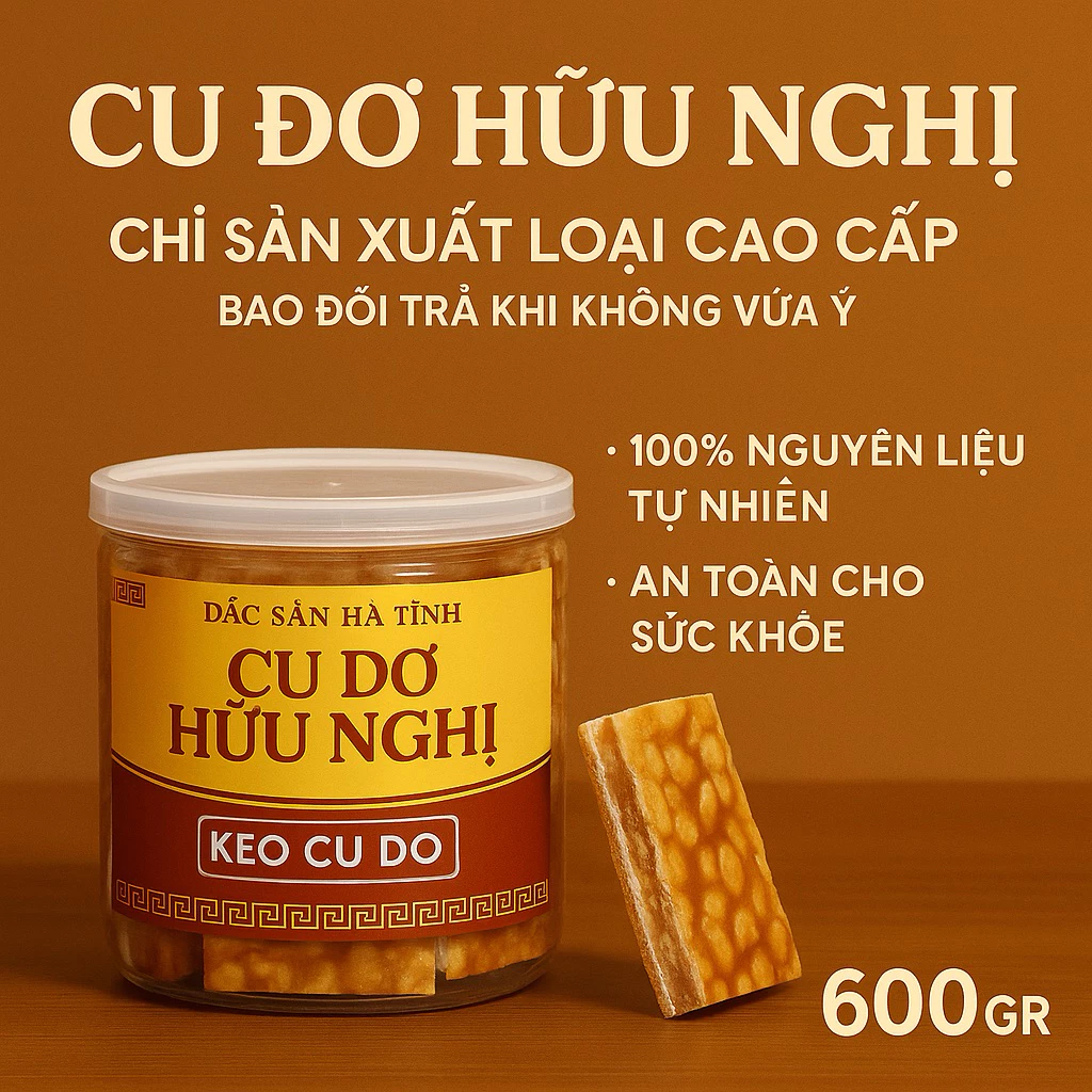 Bánh Cudo Hà Tĩnh Hữu Nghị – Loại 600gr: Bánh Cu Đơ, Bánh Ku Đơ, Bánh Kudo