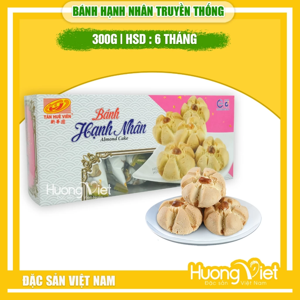 Bánh hạnh nhân hộp giấy 300g – Bánh hạnh nhân Tân Huê Viên Sóc Trăng
