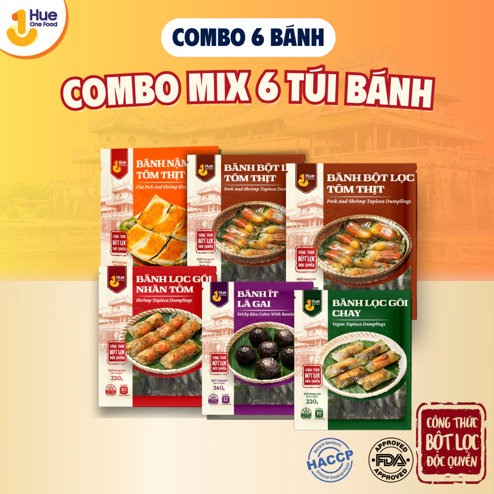 Combo Mix 6 Loại Bánh Lọc Huế Huế One Food, Đặc Sản Huế Ngon Đậm Đà