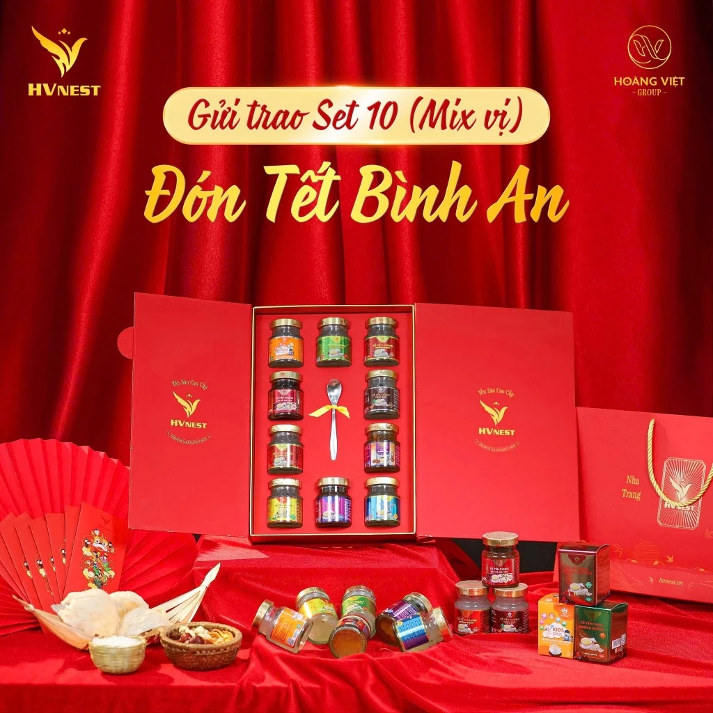 Yến Sào Hoàng Việt Khánh Hòa: Set 10 Tặng 1, Yến Chưng Sẵn 30% – Hũ 70ml