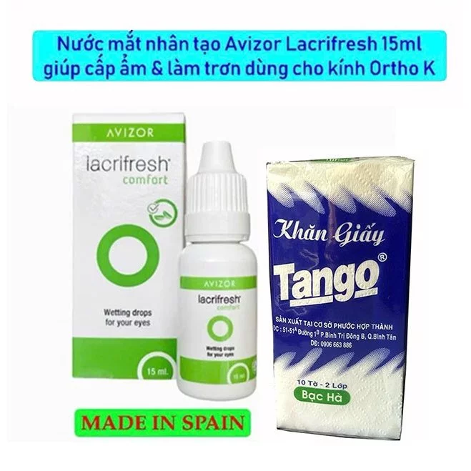 Tặng khăn giấy: Avizor Lacrifresh comfort 15ml giúp giảm nước mắt nhân tạo